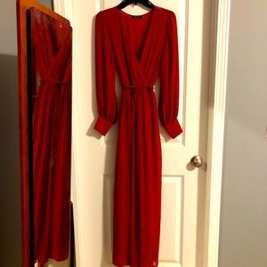 Red Maxi Dress with Slit